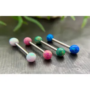 1 Piece or 1 Pair Beautiful Internally Threaded Opal Balls Nipple/Tongue Ring - Barbell 9/16"(14mm)