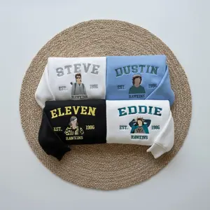 ST movie Embroidered Sweatshirt, Eleven Dustin Will Billy Eddie Embroidered Sweatshirt, Hawkins Sweater, Running Up Crewneck, Friends Sweater, ST Season 5