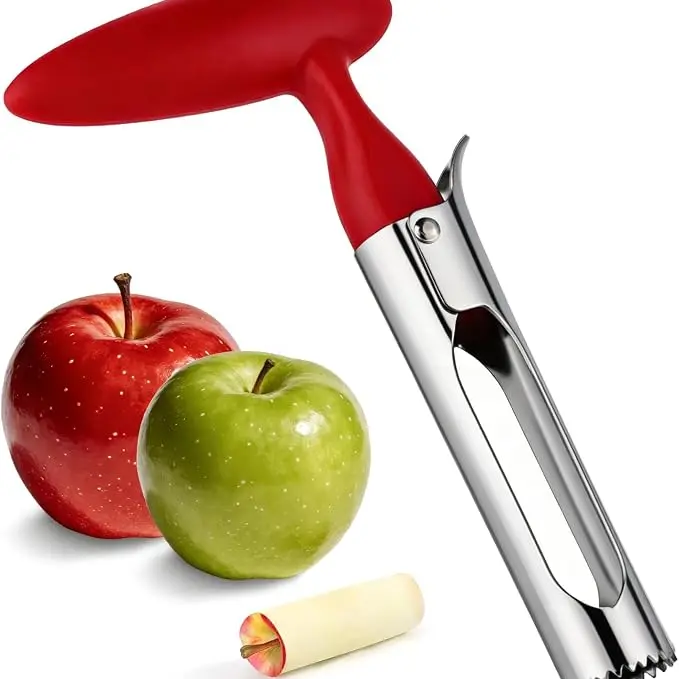 2-Piece Premium Fruit & Vegetable Corer Kitchen Gadget - Smooth Durable Slicer, Fruit Cutter, Sharp Serrated Blades, Easy-to-Use/Clean Stainless Steel Utensils for Home Kitchen Seniors, Apples, Fruit Vegetable Slicer