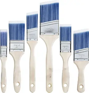 Paint Brushes, 6 Pack, Treated Wood Handle, Paint Brushes for Walls, Stain, Furniture