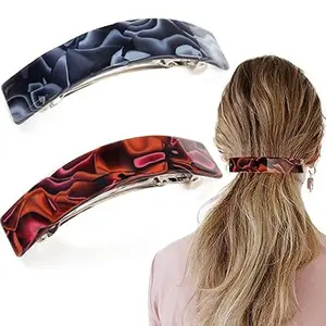 Eyegla Hair Barrettes for Women Large French Barrette Hair Clips Tortoise Shell Barrettes for Thick Hair,2 Pack