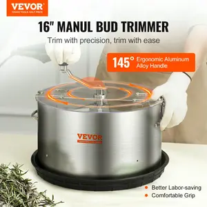 VEVOR Bud Leaf Trimmer, TikTokShopBlackFriday, 16 inch Stainless Steel Manual Bud Trimmer Machine, with Clear PET Cover for Visual Cutting, Hand Pruners Included, for Cutting Leaves, Buds, Flowers, Hydroponic Plants