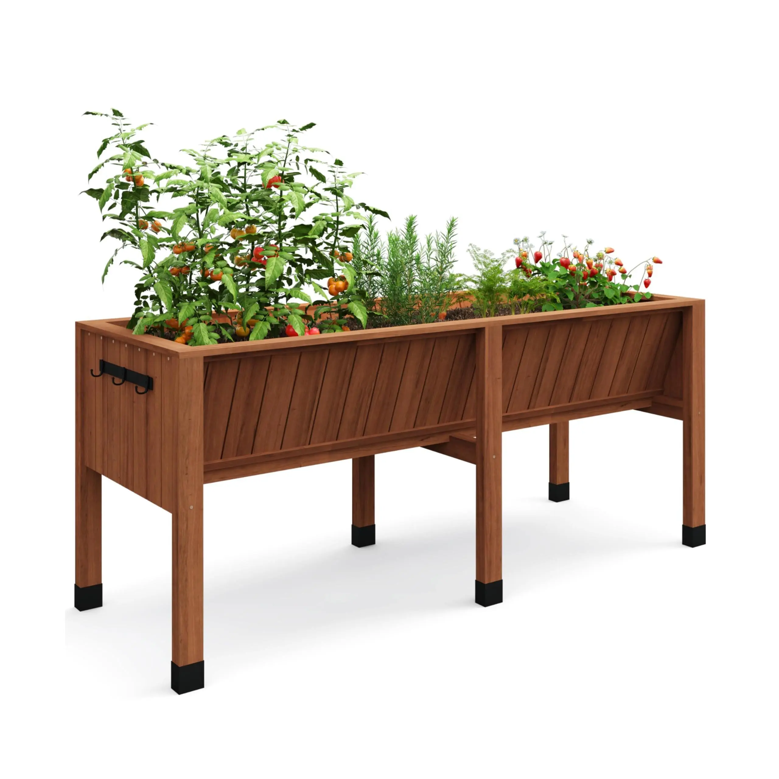 GARVEE 72x26x30 in Raised Garden Bed, Elevated Wood Planter Box Stand with Leg for Backyard, Patio, Balcony, 6 Legs, 13.7in Depth Planter, Oak