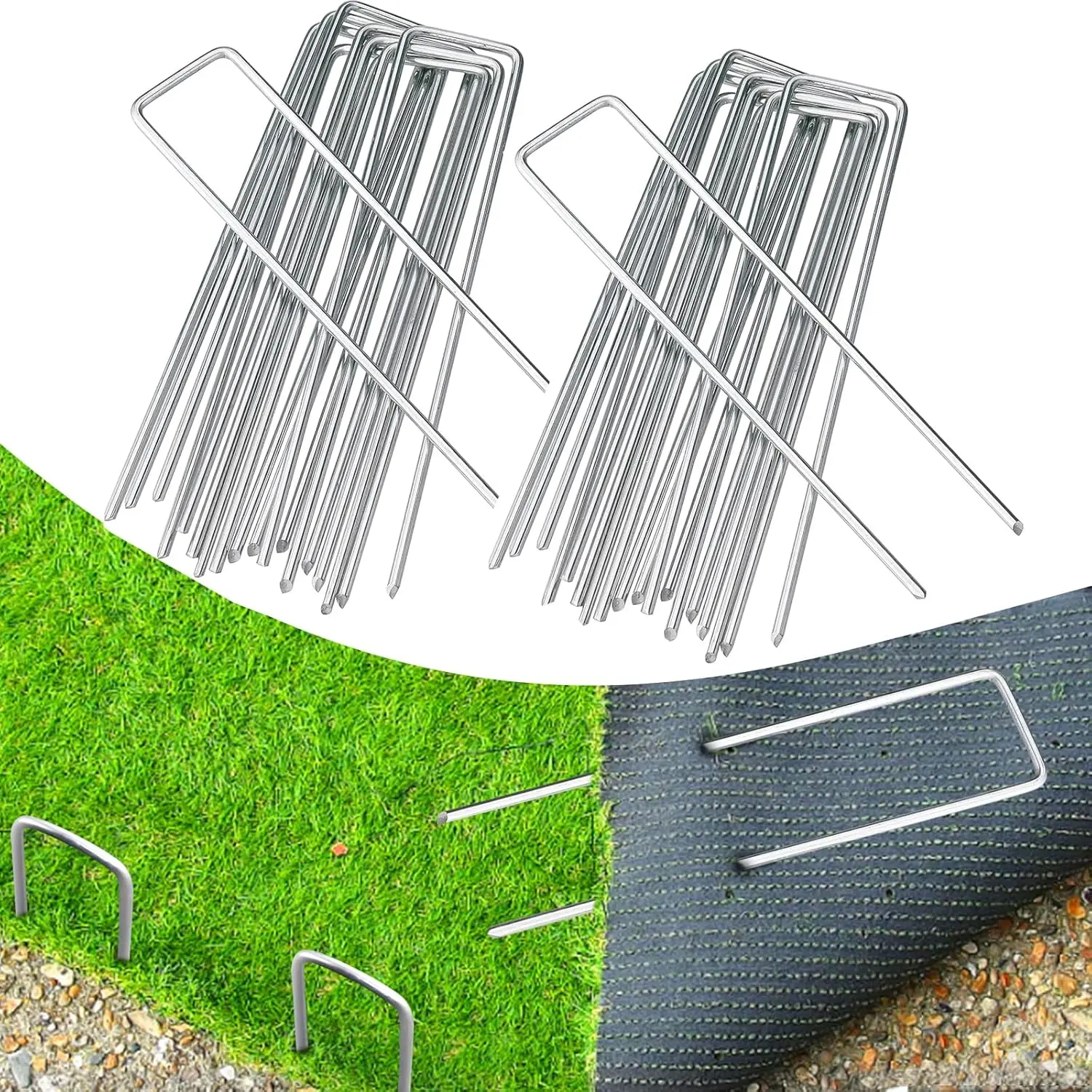 100 Pack 6 Inch Garden Stakes, Galvanized Landscape  for Weed Barrier Fabric, Heavy Duty Sod Pins Securing Pegs Netting Ground Sheets Irrigation Tubing