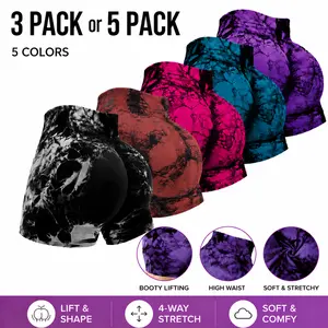 3-Pack or 5-Pack Women's Tie-Dye High-Waisted Biker Shorts, Tummy Control & Butt Lifting Workout Shorts, Ultra Soft Stretchy Fabric, 5 Inch Inseam, Athletic Activewear for Gym Daily Wear