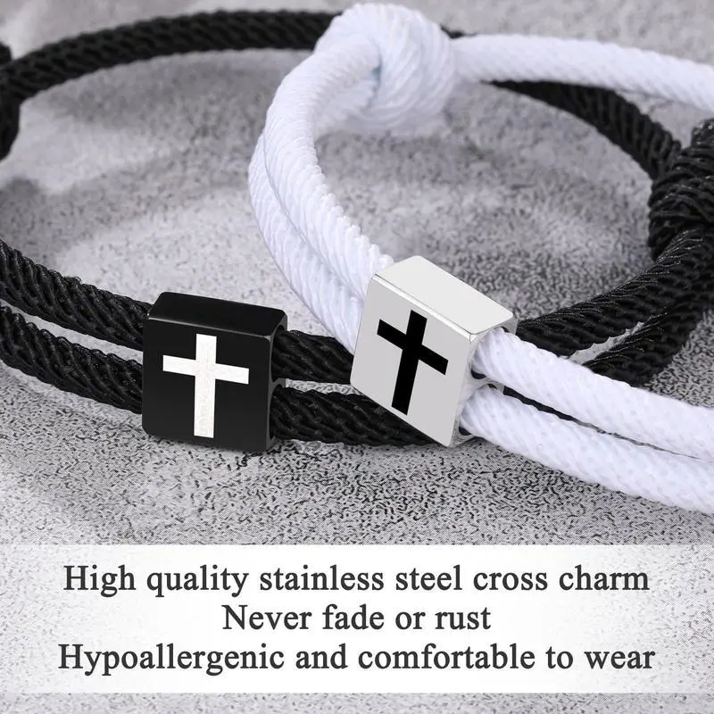 Cross Braided Rope Bracelet for Men Boys Christian Baptism Christmas Valentine's Day Gifts for Couples Cross Braided Rope Bracelet for Men Boys Christian Baptism Christmas Valentine's Day Gifts for Couples