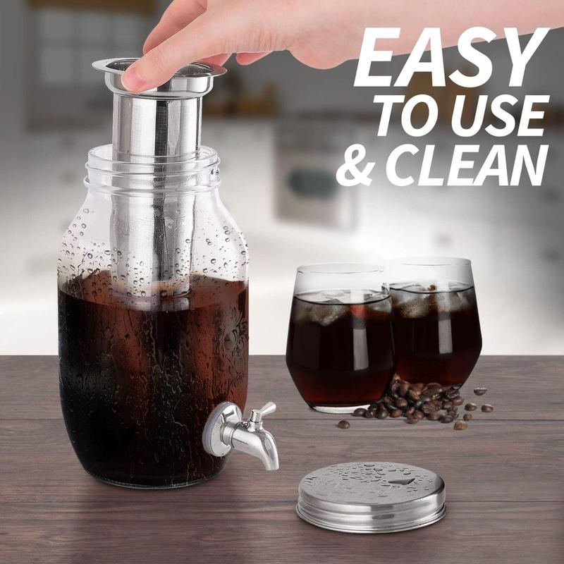 Zulay Kitchen Cold Brew Coffee Maker - 1.5L Reusable Glass Pitcher with Steel Filter Lid, Airtight Design for Coffee and Tea