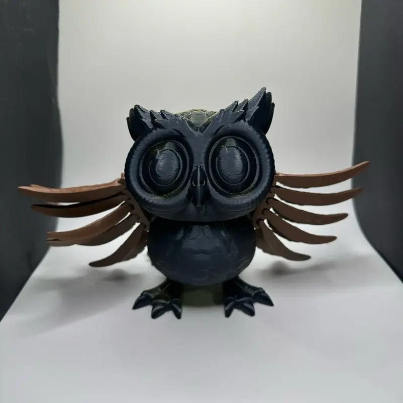 Cute Owl Companion 3D Printed Figurine – Articulated Wings, Big Eyes, Collectible Decor