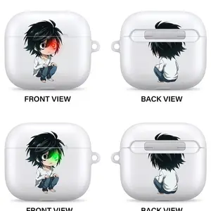 Death Note Anime AirPods Case L & Light Yagami Dark Psychology Icons – Ryuk, Red Apple Symbolism Gothic Black & White Manga Art Chibi & Realistic Anime Illustration Otaku Collector Style Cover For AirPods, DS 2
