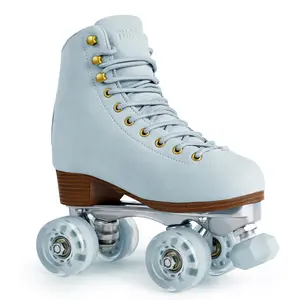 Roller Skates for Women or Men with Height Adjustable Rubber Stoppers Retro Suede Quad Roller Skates for Outdoor and Indoor