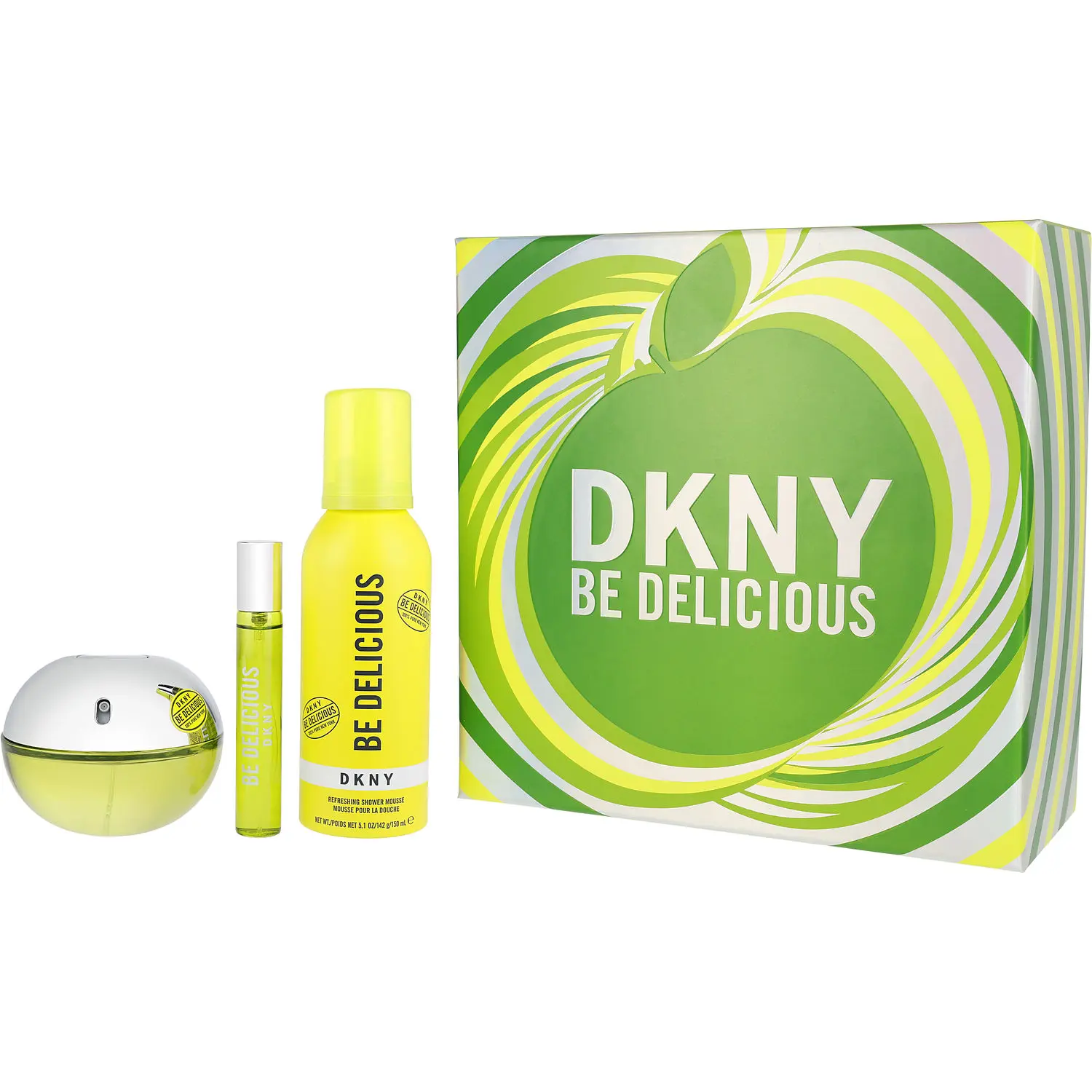 Dkny Be Delicious Set-Eau De Parfum Spray 3.4 Oz & Shower Mousse 5 Oz & Eau De Parfum Spray 0.5 Oz For Women
