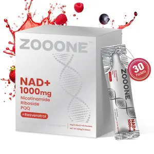 ZOOONE 1000mg NAD+ Berry Flavor Drink Mix for Skin Aging Support Energy and Focus 30 Pack Vitamin Resveratrol CoQ10 D-Ribose PQQ