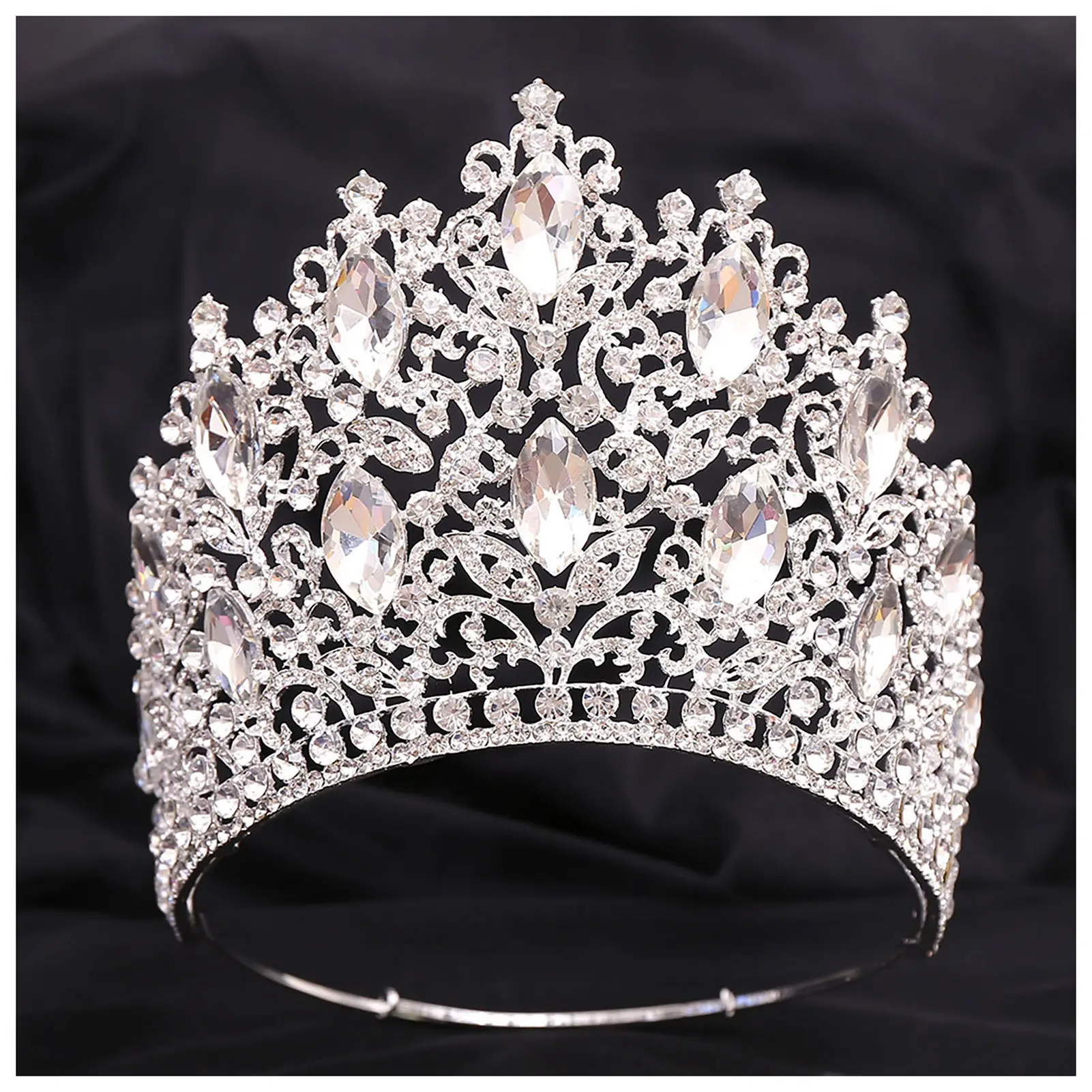 Elegant Rhinestone Wedding Tiara Crown with Comb - Colorful Alloy Hair Accessory for Brides & Bridesmaids, Princess-Inspired Design