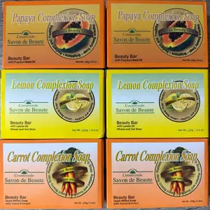 Countryside Complexion Soap Set of 6, 2-Lemon, 2-Carrot, 2-Papaya, 125g Each, Total 750g, Ideal for Skin Cleansing and Improvement
