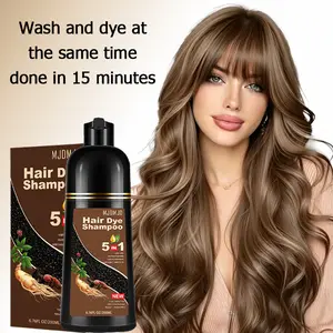 5-in-1 Light Brown Hair Dye Shampoo – Covers Gray Hair in 10–15 Mins, Formula with Ginseng Extract, Natural Semi-Permanent Hair Coloring for Men & Women, Light Brown Hair Dye 200ml Salon-Grade Haircare