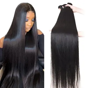 Elisheva Budget Friendly 10A Grade 12-28 Inch Straight Flip Over Quick Weave Sew in/Glue in 100% Brazilian Virgin Viral Natural Black Human Hair Bundles
