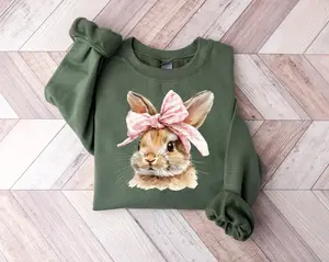 Easter Bunny Pink Coquette Sweater, Cute Bunny Easter Day Gifts, Christians Jesus Apparel