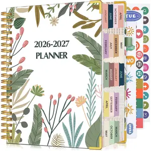 Planner 2026-2027, 18 Months Weekly and Monthly Daily Planner from January 2026 - June 2027, 5.75" x 8.38" A5 Hardcover Agenda Organizer Book 2026 with Tabs, Spiral Yearly Calendar Planners for School Work , Colorful Botanicals