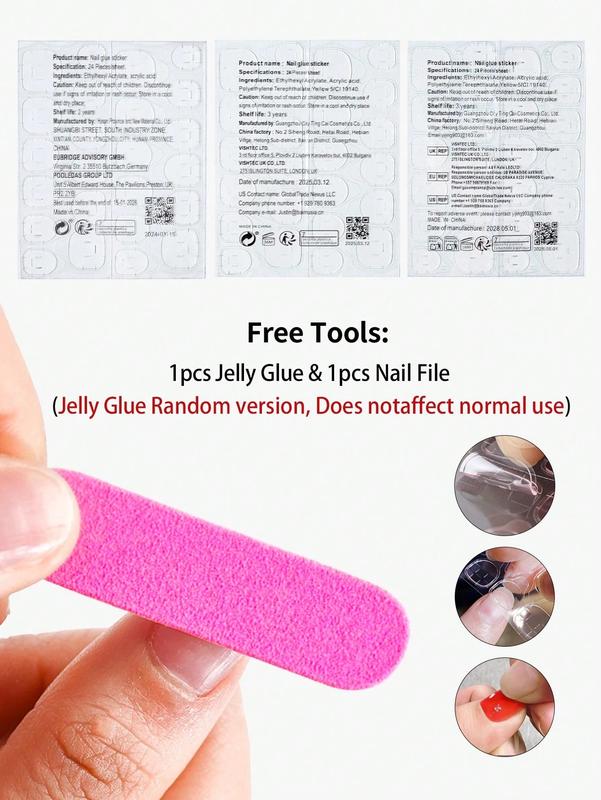 24pcs/Set Acrylic Press-On Nails, Heart Pattern, Red French, Rhinestone Bow Design, Long Coffin Shape, Perfect Fit Fake Nails, Includes 1pc Jelly Gel And 1pc Nail File, French Manicure, Suitable For Women And Girls, Daily And Party Nail Accessories