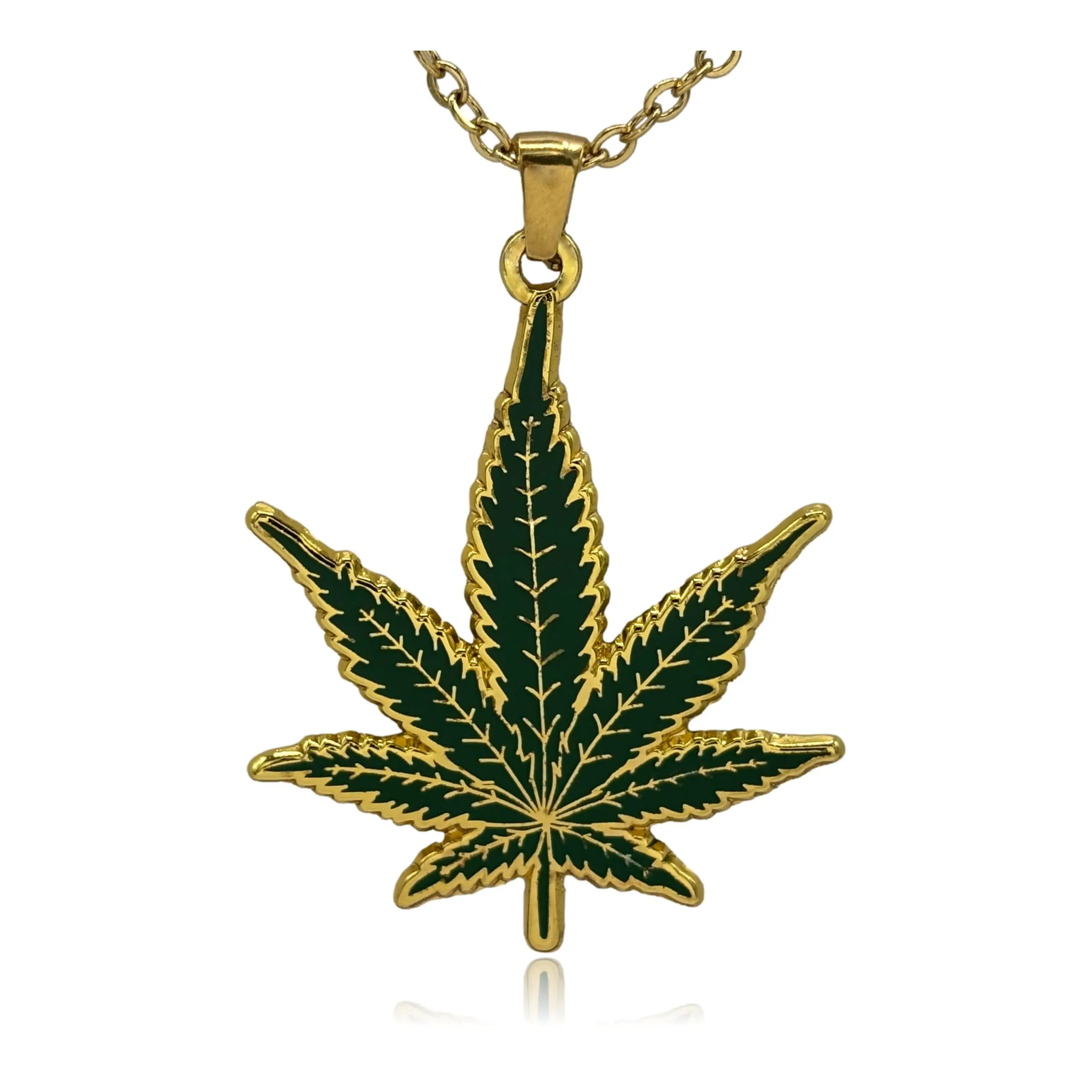 Marijuana Leaf Double Sided Enamel Pendant Necklace Marijuana Leaf Double Sided Enamel Pendant Necklace