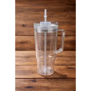 40oz Double Wall Plastic Snow Globe Cups with Handle