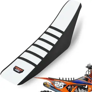 Universal Ribbed Seat Cover-Gripper Soft Seat Cover For Most Dirt Pit Bike,Motorcycle Black-White