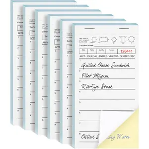 6 Guest Checks for Servers, Server Note Pads, Waiter Checkbook, Waitress Notepad for Restaurants, 40 Sheets/Pack, 240 Orders With Bottom Copy Paper
