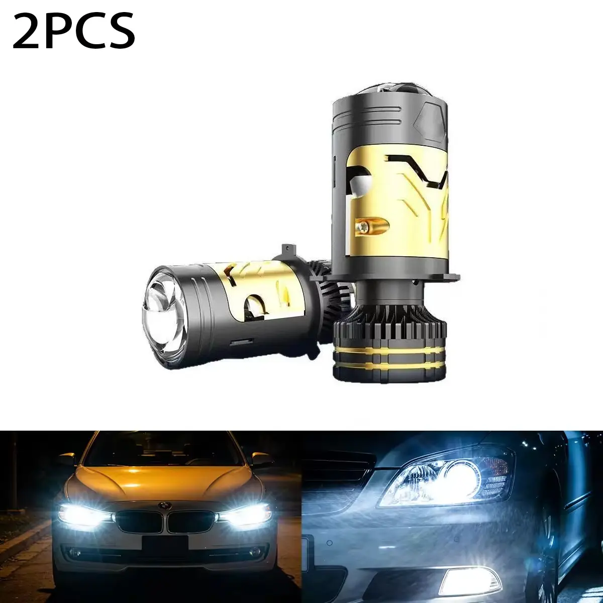 Car Headlamp 9-36V 6000K Automotive Lamp H4 LED High brightness Lens Strong light super bright Headlight Bulb 4574LED H4 Laser Lens Led Headlight Bulbs