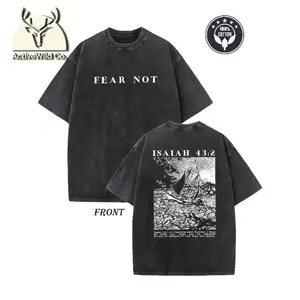 Retro Artistic Design Featuring The Phrase 'Fear Not', This Double-Sided Heavyweight 250G Pure Top Has a Relaxed Drop Shoulder Fit, Perfect for a Unisex Streetwear Style