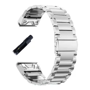 20 22 26mm Quick Release Solid Stainless Steel Durability Watch Strap for Garmin Fenix 8X 7X 7 7S 6S 6X 6 Pro 5X 5 5S 3HR Metal Bracelet Accessories