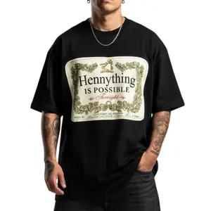 TFashion Graphic Tee - Hennything Is Possible, Fitted Short Sleeve Crew Neck, Medium Length, Casual Summer Tee, Comfortable Fabric, Unique Design