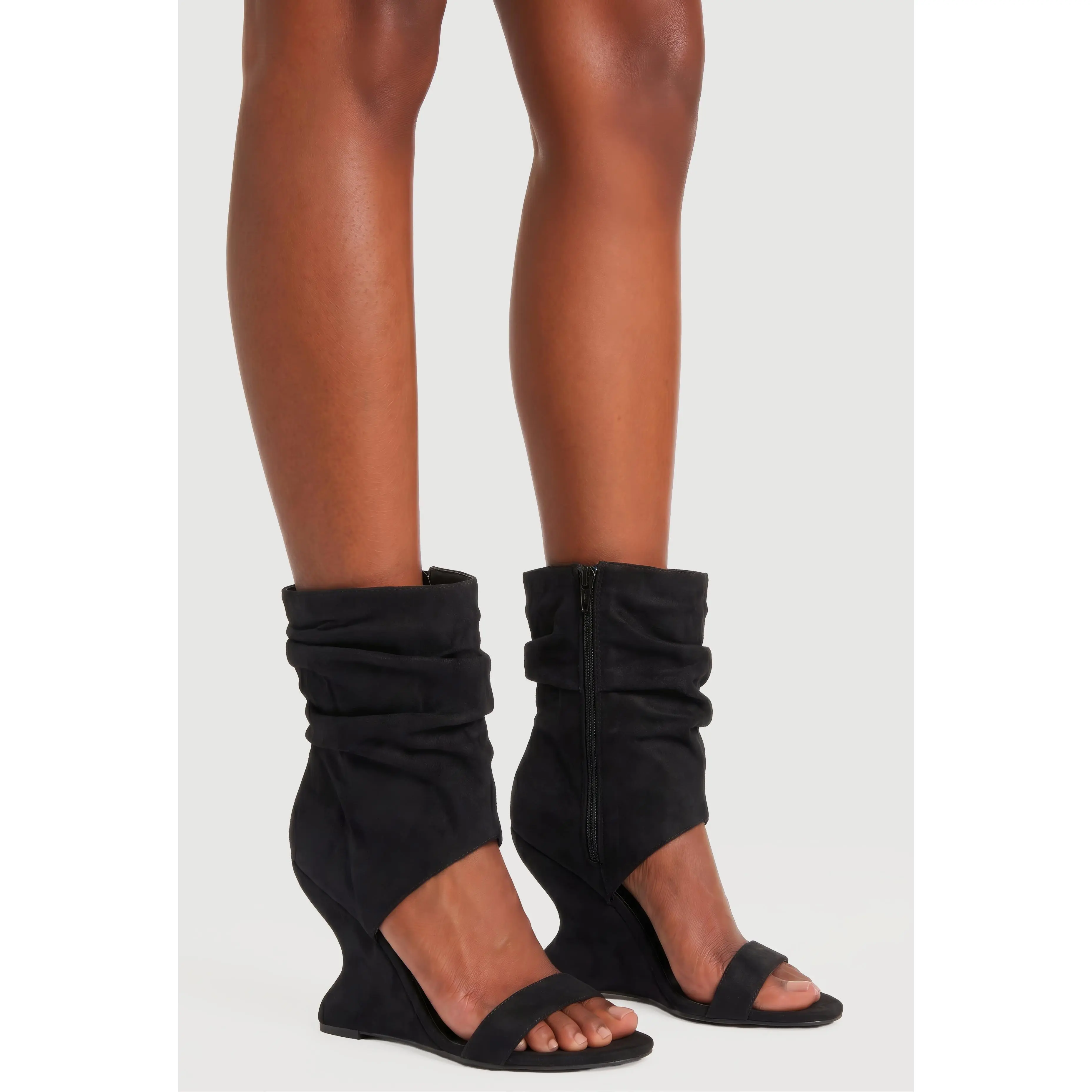 Open Toe Ankle High Slouch Wedges