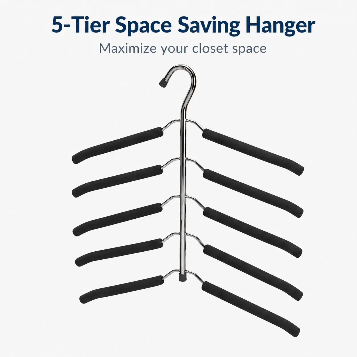2pcs 5-Tier Non-Slip Foam Clothes Hanger, Space Saving Multi-Layer Closet Storage Organizer for T-Shirts and Coats Stainless Hanging