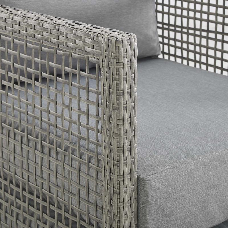Modway Aura Rattan Outdoor Patio Armchair in Gray Gray