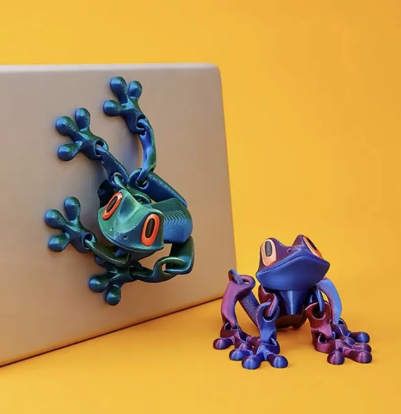 1PC Magnetic Frog Ornaments, 3D Printed Magnet Frog Figurines, Realistic Jointed Movable Frog Model, Cute Fridge Magnet Decoration for Metal Surfaces