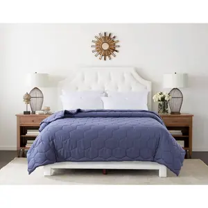 Full/Queen Honeycomb with Piping Down Alternative Duvet Insert Blue - St. James Home