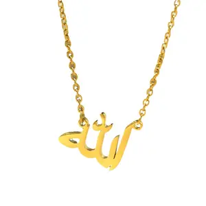 Arabic Symbol Pendant Hip Hop Necklace Stainless Steel golden Plated Amulet