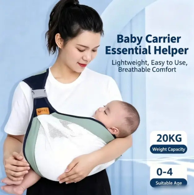 Breathable Mesh Baby Sling Carrier, Portable 1-Shoulder Hands-Free Infant Wrap for Newborns, Travel & Outdoor Home Supplies Party Gift Accessory