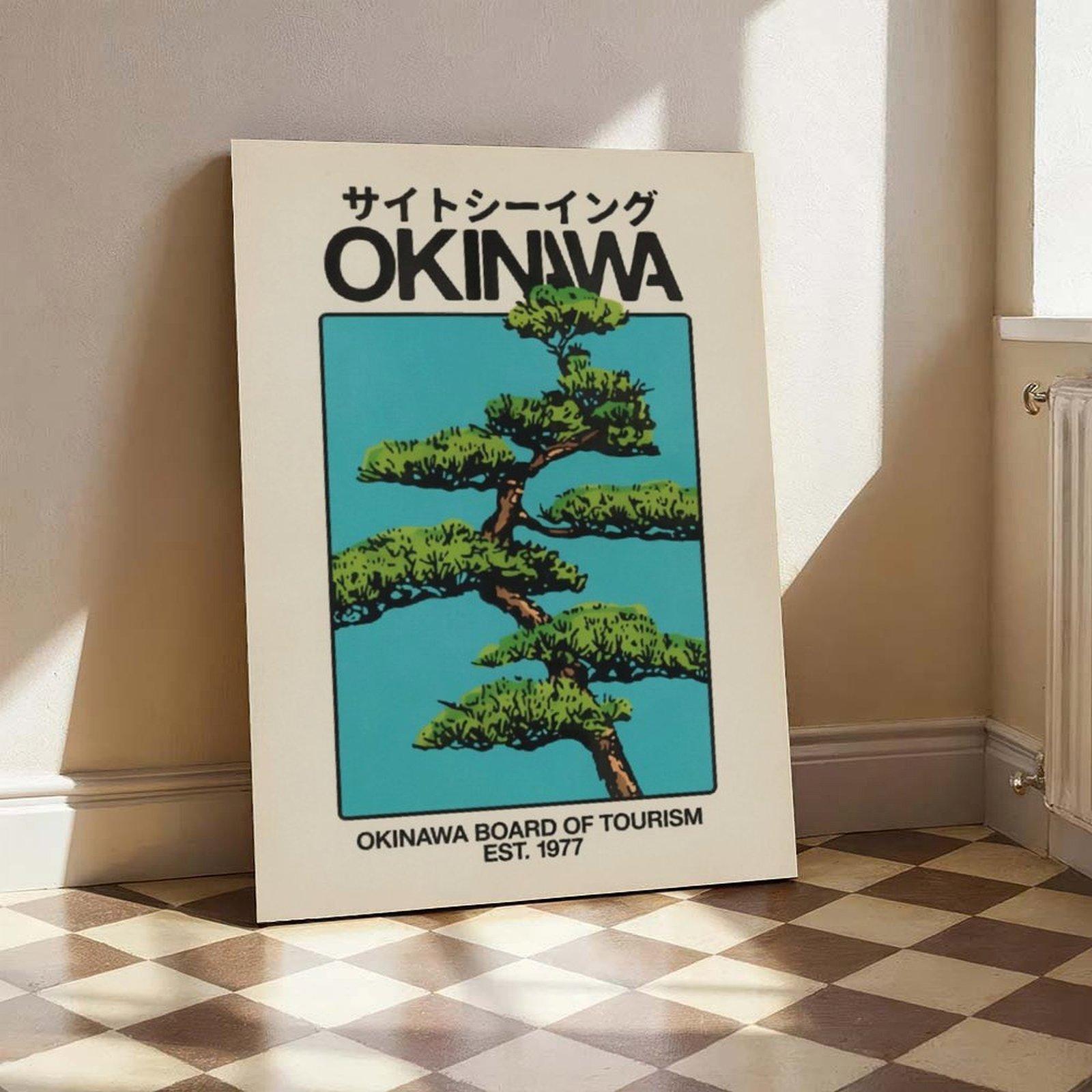 Vintage-Inspired Okinawa Retro Art Print - Japanese Cape Hedo Skyline Travel Poster, Inspirational Wall Art, Bedroom Decor, Living Room Decorations, Home Supplies