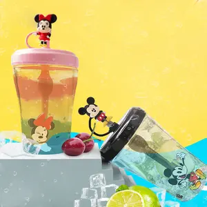 Disney Mickey Minnie 520ML Leak-Proof Straw Cup, Couples Matching Mug, Cold Drink Cups, Car Travel Mugs, Leakproof Tumblers, Office & Study Use