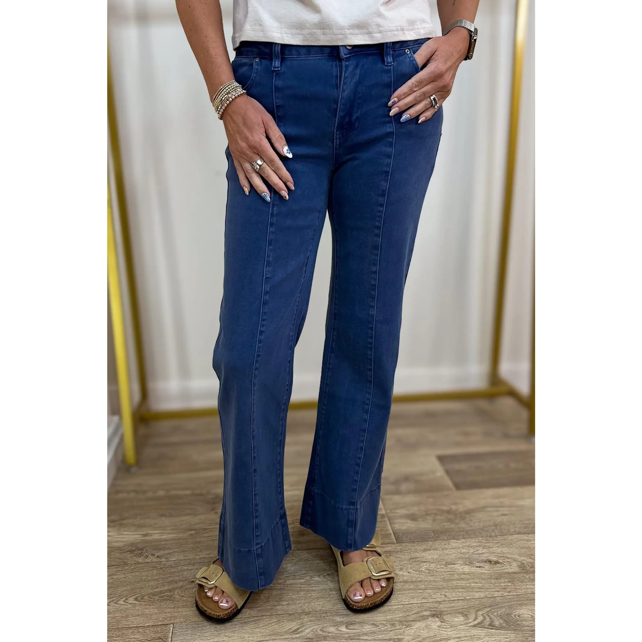 Dark Wash High Waist Straight Leg Denim