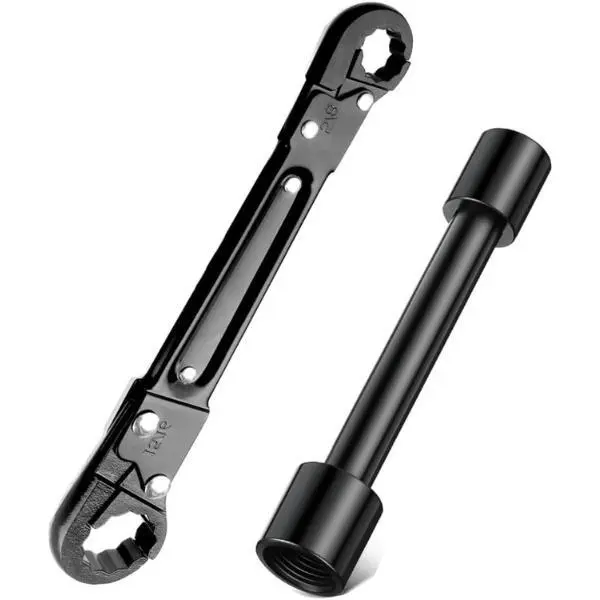 Dual Kwik Tite Adjustable Wrench Kit - Heavy-Duty Angle Stop Plumbing Toolset with Easy Nut Installation, Portable Hardware Tools