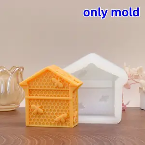 Adorable 3D Bee House Silicone Candle Mold 3 Styles Honeycomb Beehive House Molds for DIY Candle, Soap & Resin Craft, Rustic Farmhouse Home Decor