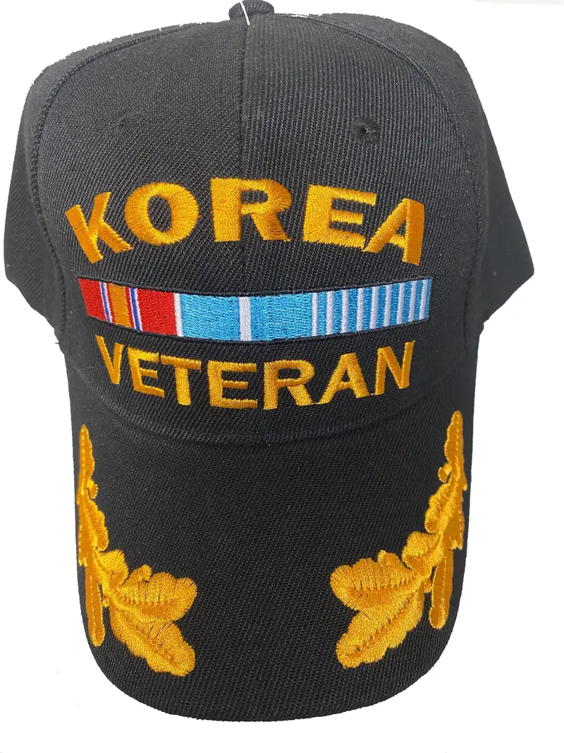 Black Korea Korean War Veteran Scrambled Eggs Feather Style Baseball Hat Cap