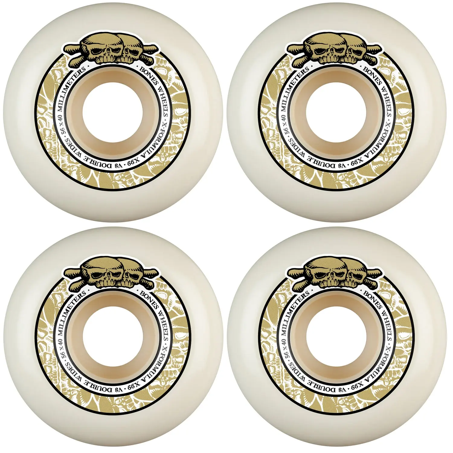 Bones Skateboard Wheels 56mm 99A X-Formula V8 Double Wides
