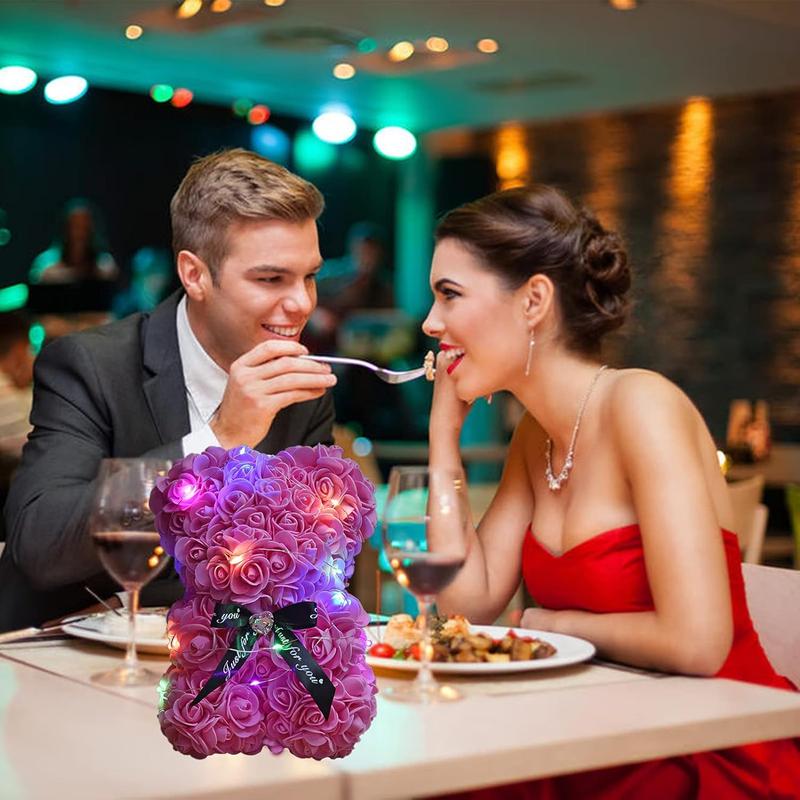 Artificial Rose Teddy Bear -Rose Flower Bear Fake Rose Flower Gifts for Wedding, Birthday，Valentine's Day， Anniversary's, Mothers/Girlfriend