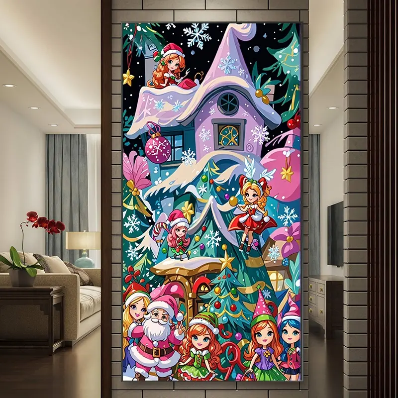 Snowy Christmas Diamond Painting Kit, Mosaic Craft Set, Beginner Friendly 5D DIY Art Tool, Round Full Diamond Gem Drawing Gift