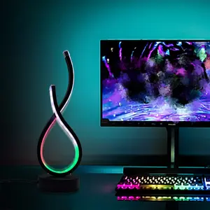 Modern Iridescent Heart-Shaped LED Desk Lamp – Creative RGB Minimalist Table Light with 3-Color Modes & Adjustable Brightness, USB Powered Decorative Lighting for Home, Office, and Gaming Setup