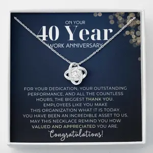 40 Year Work Anniversary Appreciation Love Knot Necklace, Employee Years of Service Recognition Jewelry, Employee Congratulations Gift 40 Years