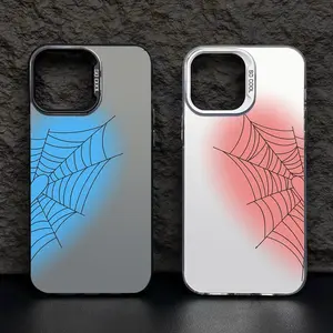 Pink Blue Spider Graphic Anti-fall Phone Case for iPhone 17 16 15 14 13 Pro Max Fall Shockproof Bumper Hard Back Cover Car Protective Original Luxury Cases